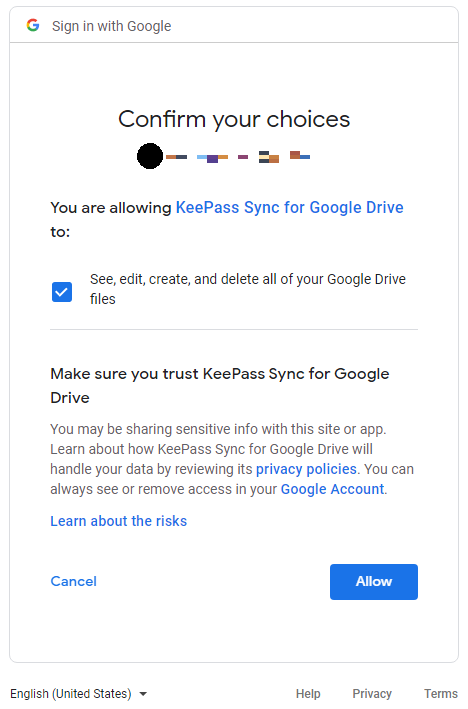 Google Authorization Confirmation