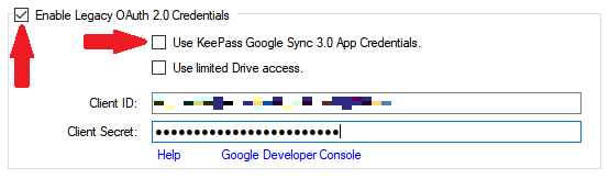 Entering personal OAuth 2.0 credentials