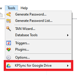 KeePass Tools menu with Plugin submenu